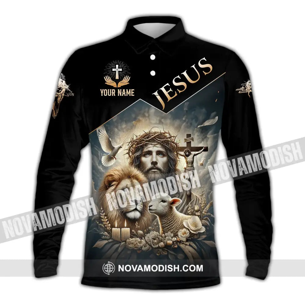 Unisex Shirt Custom Name Jesus Love Long Sleeve Hoodie Polo Gift For Christian / S T-Shirt