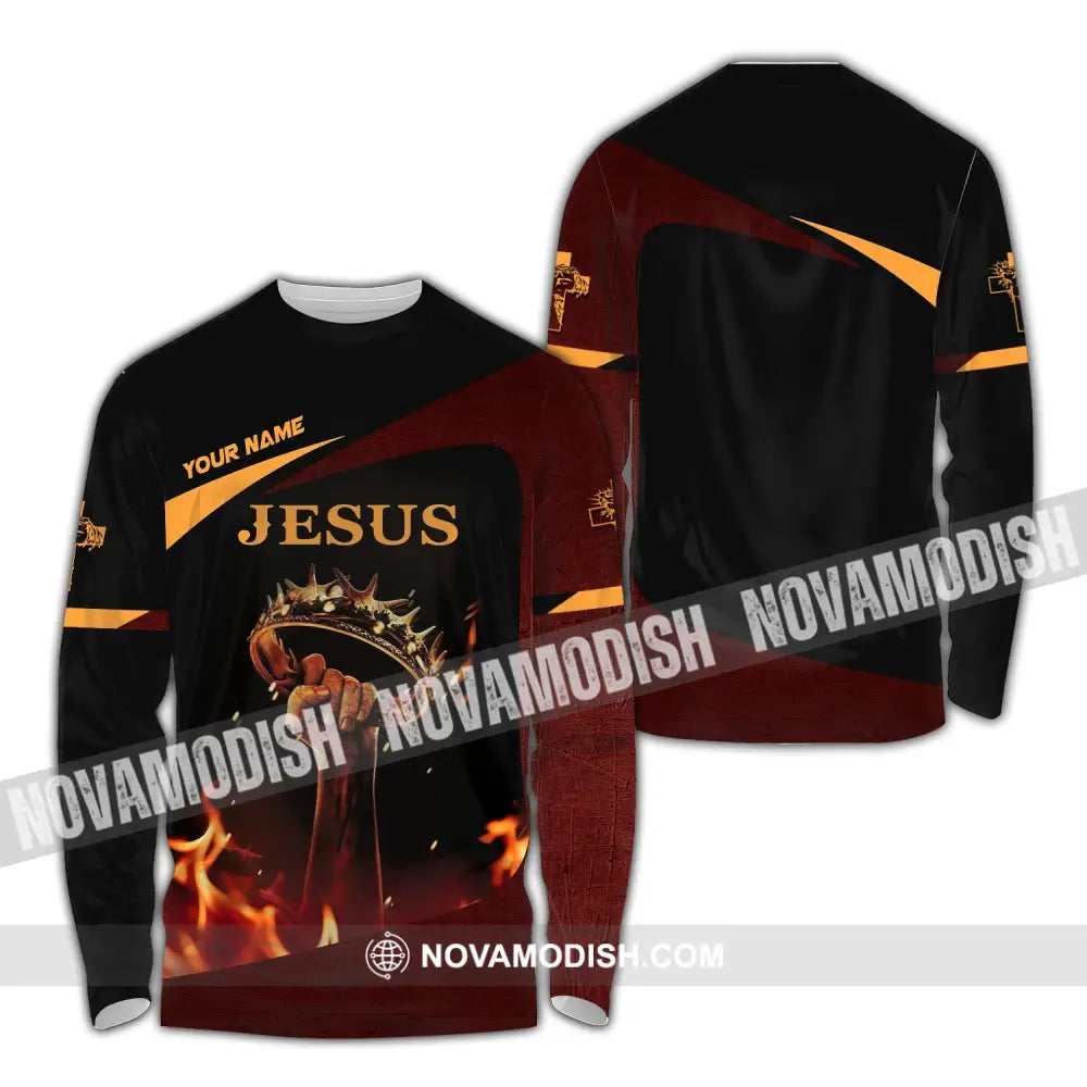 Unisex Shirt Custom Name Jesus Love Long Sleeve Hoodie Polo Gift For Christian / S T-Shirt