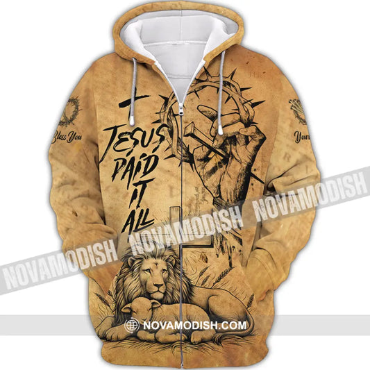 Unisex Shirt - Custom Name Jesus Paid It All Shirt Zipper Hoodie / S T-shirt