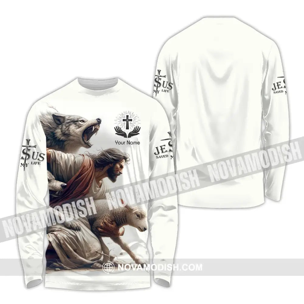 Unisex Shirt - Custom Name Shirt Jesus Saved My Life Long Sleeve Shirt / S T-shirt
