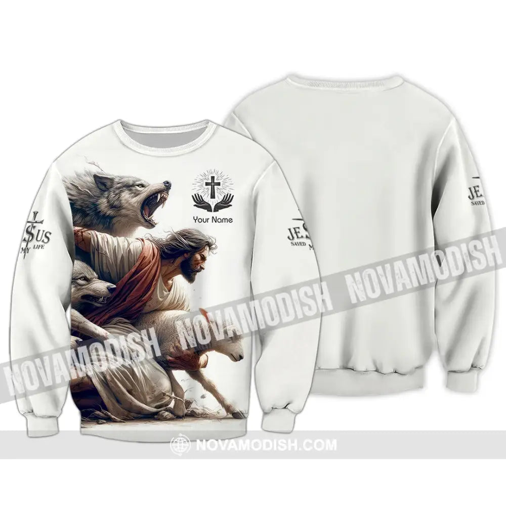 Unisex Shirt - Custom Name Shirt Jesus Saved My Life Long Sleeve / S T-shirt