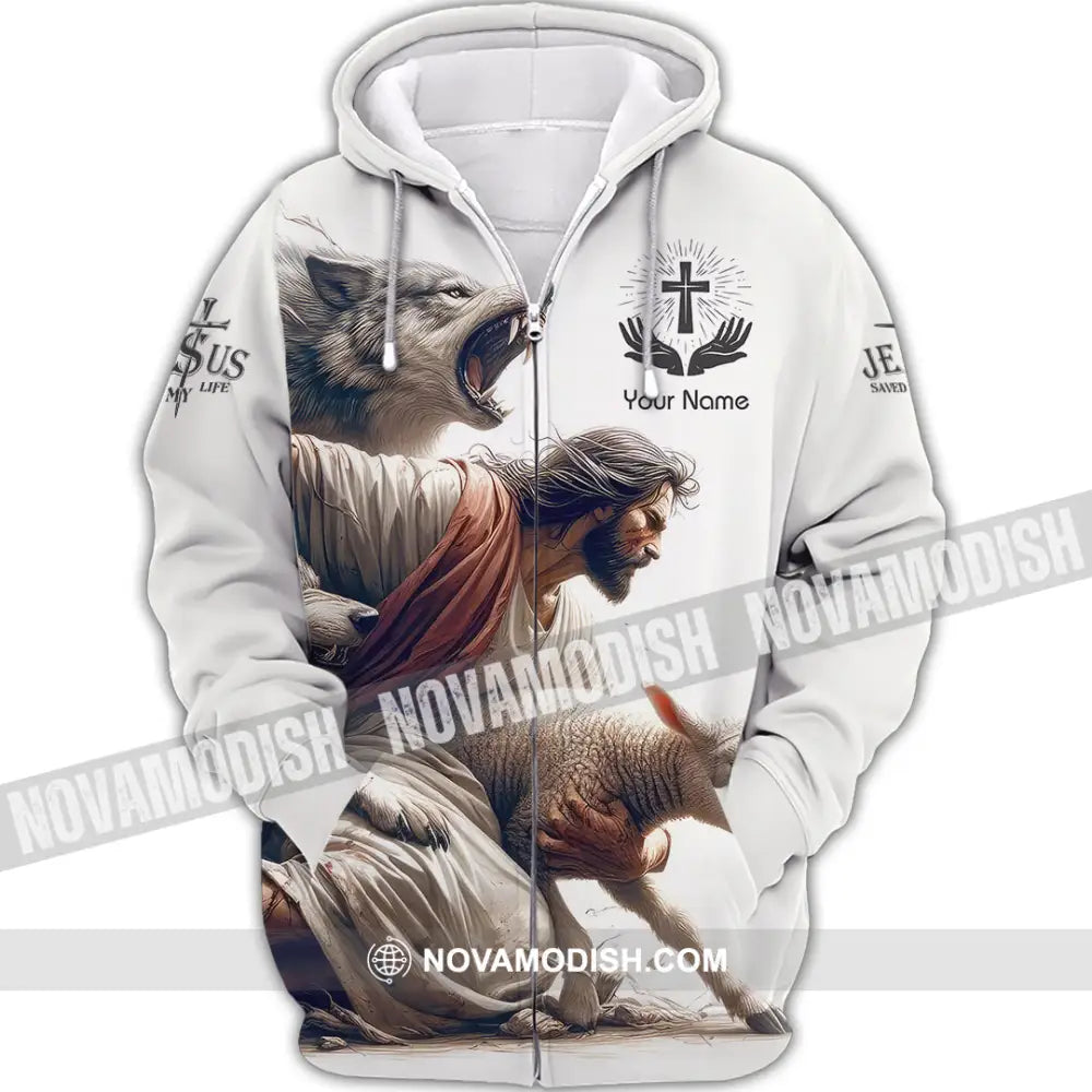 Unisex Shirt - Custom Name Shirt Jesus Saved My Life Zipper Hoodie / S T-shirt