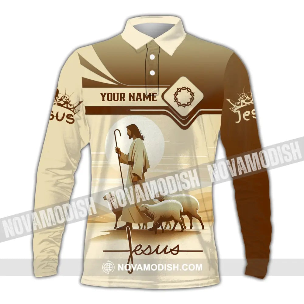 Unisex Shirt - Custom Name Jesus Saving Long Sleeve Polo / S T-Shirt