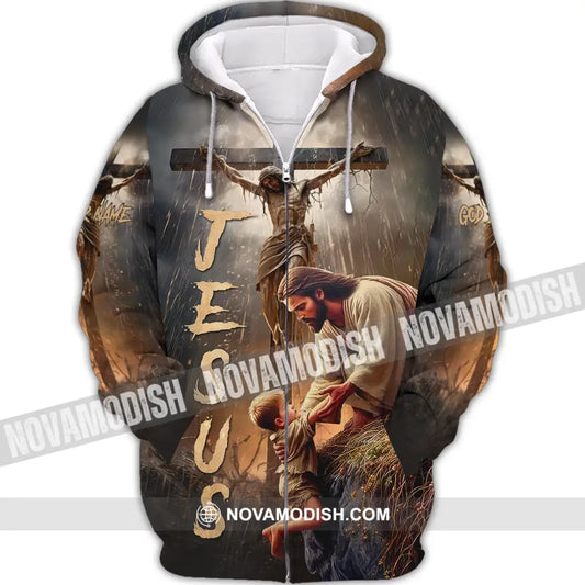 Unisex Shirt - Custom Name Jesus Saving Shirt Zipper Hoodie / S T-shirt