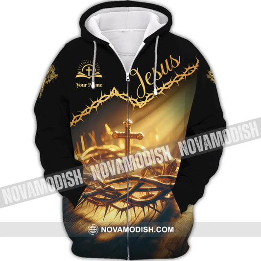 Unisex Shirt - Custom Name Jesus Thorny Branch Shirt Zipper Hoodie / S T-shirt