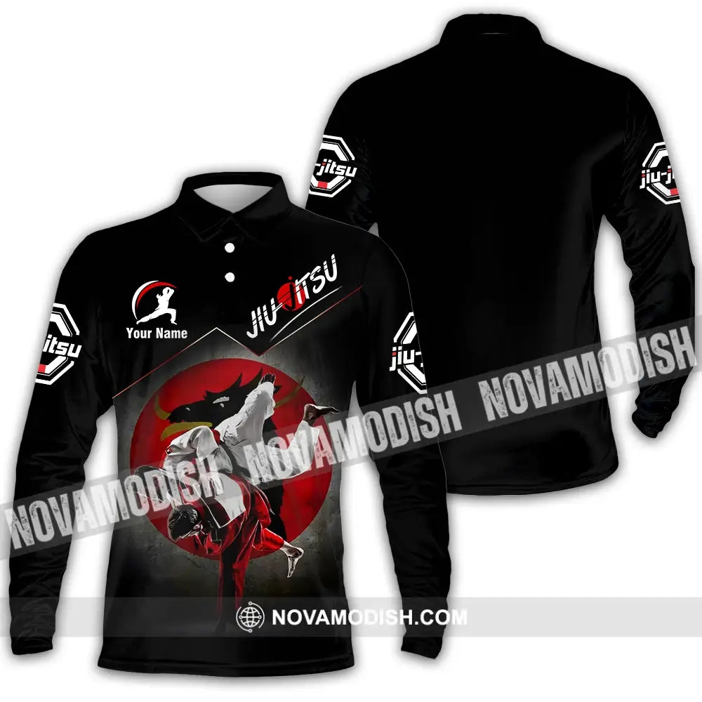 Unisex Shirt - Custom Name Jiu Jitsu Shirt Combat Long Sleeve Polo / S T-shirt