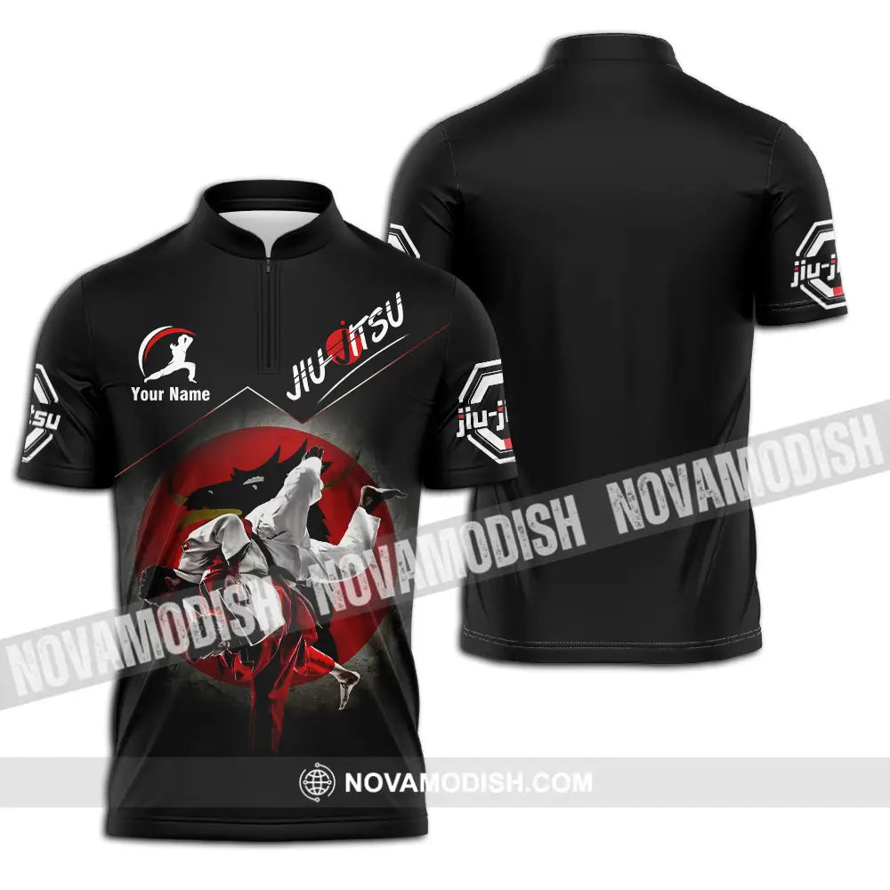 Unisex Shirt - Custom Name Jiu Jitsu Shirt Combat Zipper Polo Shirt / S T-shirt