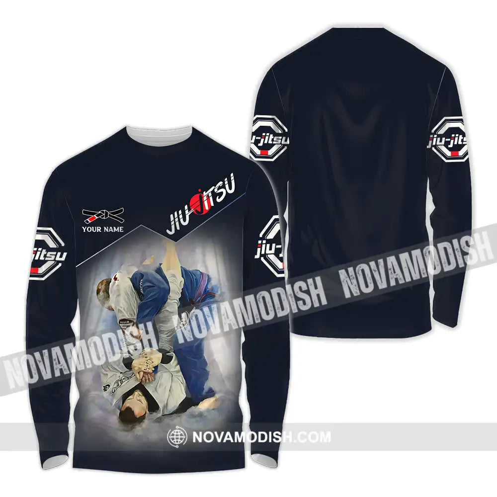 Unisex Shirt - Custom Name Jiu Jitsu Fighter Shirt Long Sleeve Shirt / S T-shirt