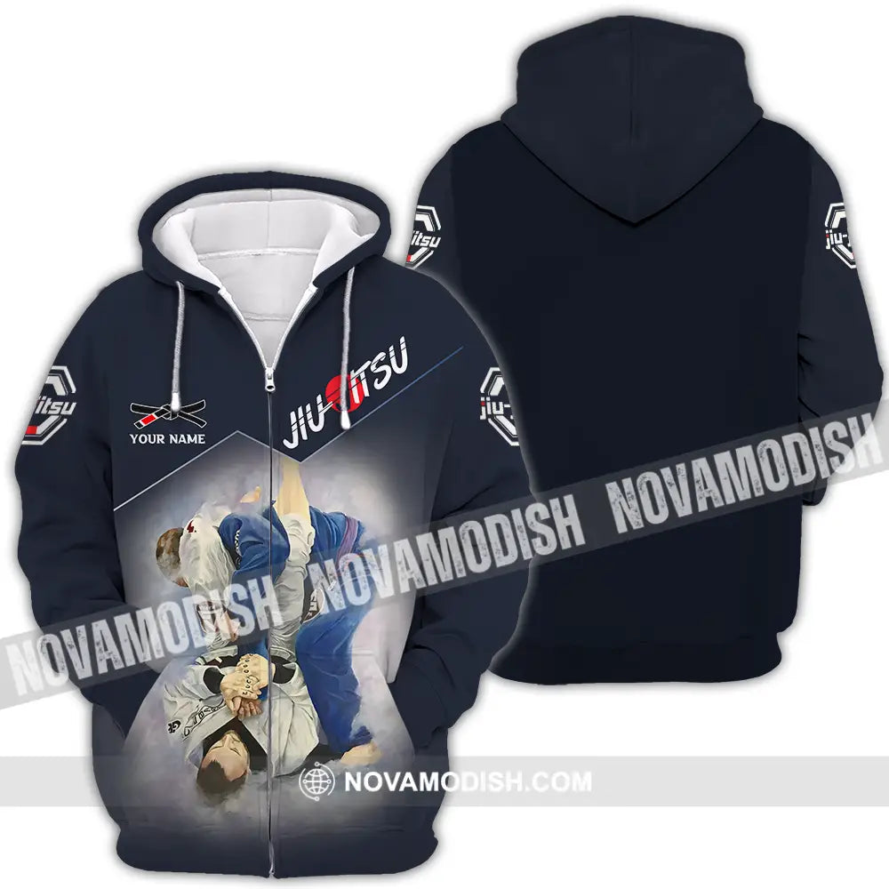 Unisex Shirt - Custom Name Jiu Jitsu Fighter Shirt Zipper Hoodie / S T-shirt