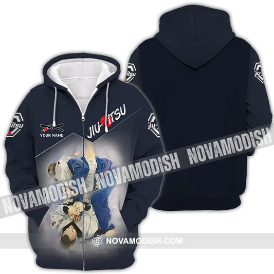 Unisex Shirt - Custom Name Jiu Jitsu Fighter Shirt Zipper Hoodie / S T-shirt