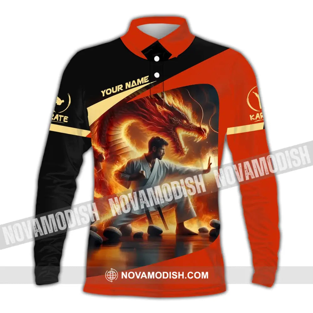 Unisex Shirt Custom Name Karate Polo Long Sleeve / S T-Shirt