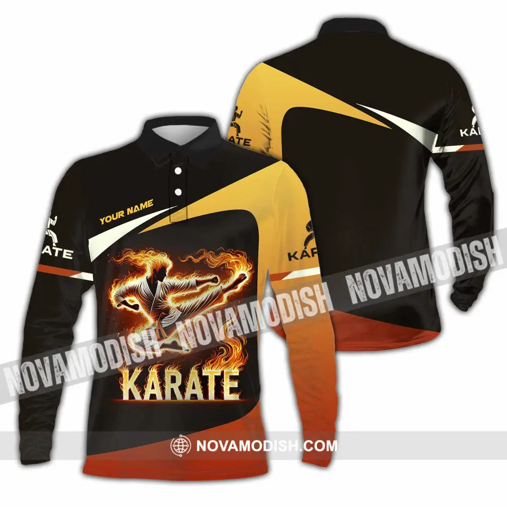 Unisex Shirt Custom Name Karate Polo Long Sleeve / S T-Shirt