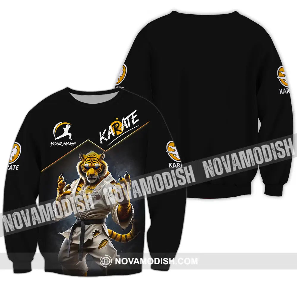 Unisex Shirt - Custom Name Karate Shirt Tiger Long Sleeve / S T-shirt