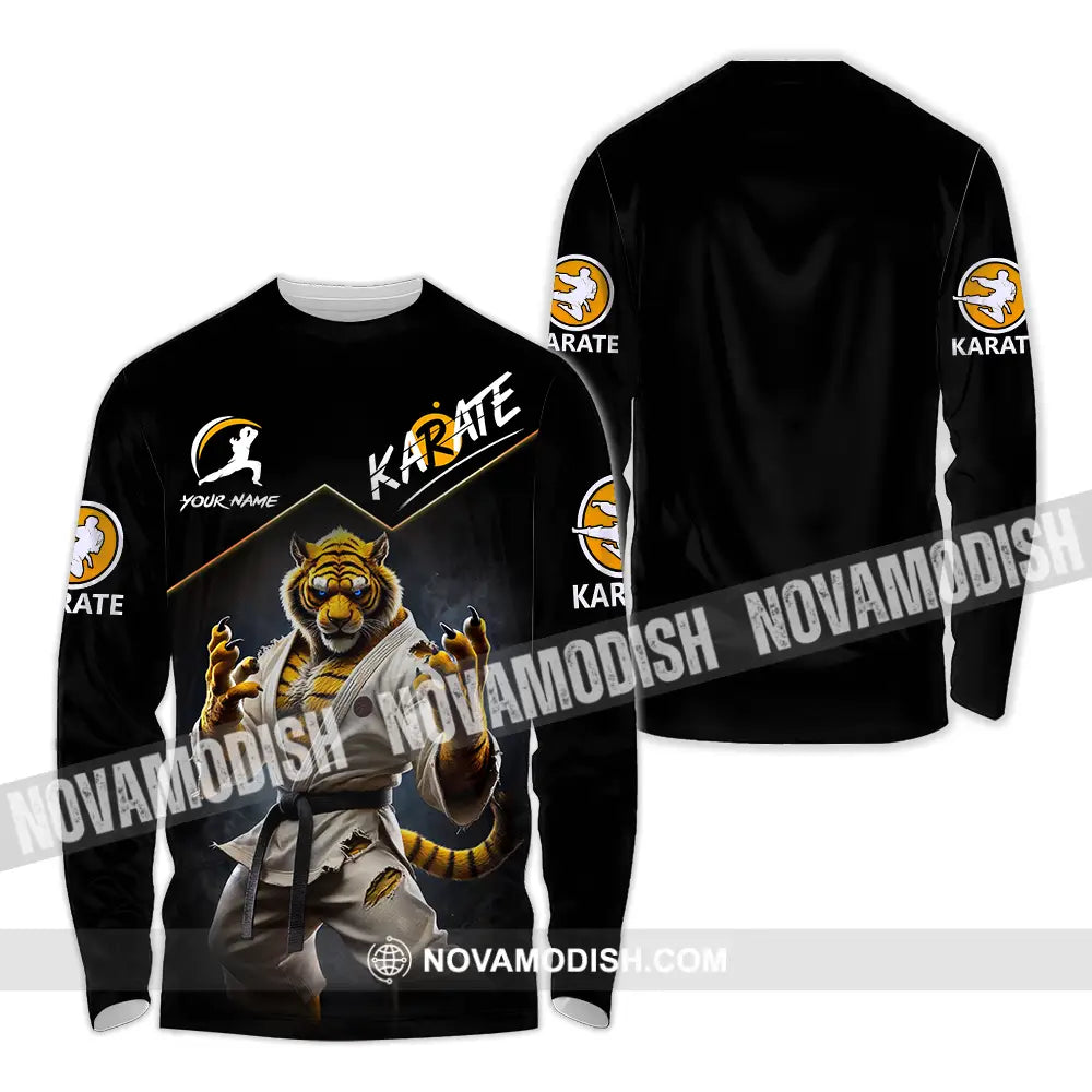 Unisex Shirt - Custom Name Karate Shirt Tiger Long Sleeve Shirt / S T-shirt
