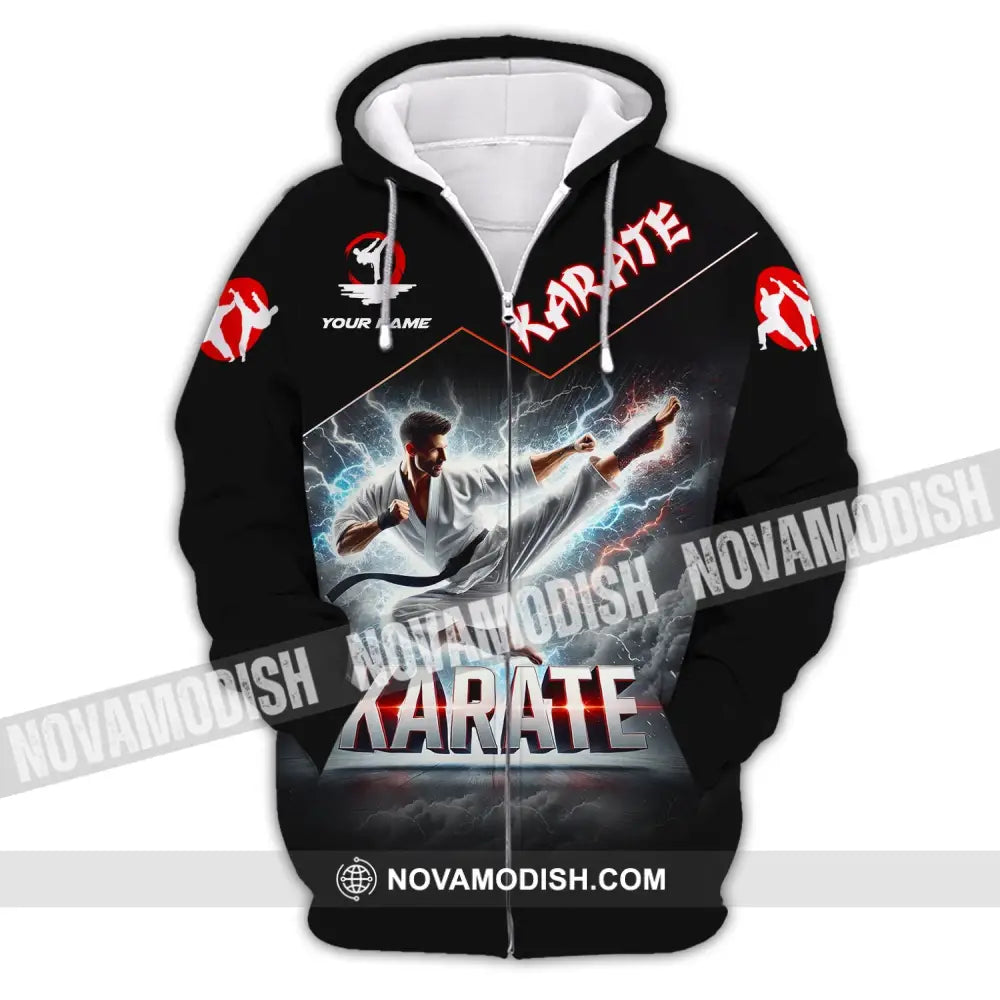 Unisex Shirt - Custom Name Karate Zipper Hoodie / S T-Shirt