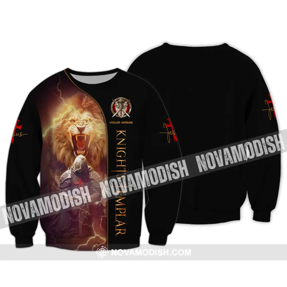 Unisex Shirt Custom Name Knights Templar Jesus Love Knight Sword Shirt Long Sleeve / S T-Shirt