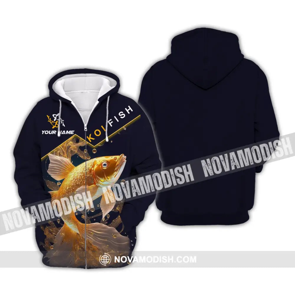 Unisex Shirt Custom Name Koifish T-Shirt Hoodie For Lover Zipper / S T-Shirt