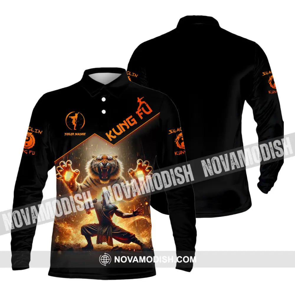 Unisex Shirt Custom Name Kung Fu Lover Gift Long Sleeve Polo / S T-Shirt