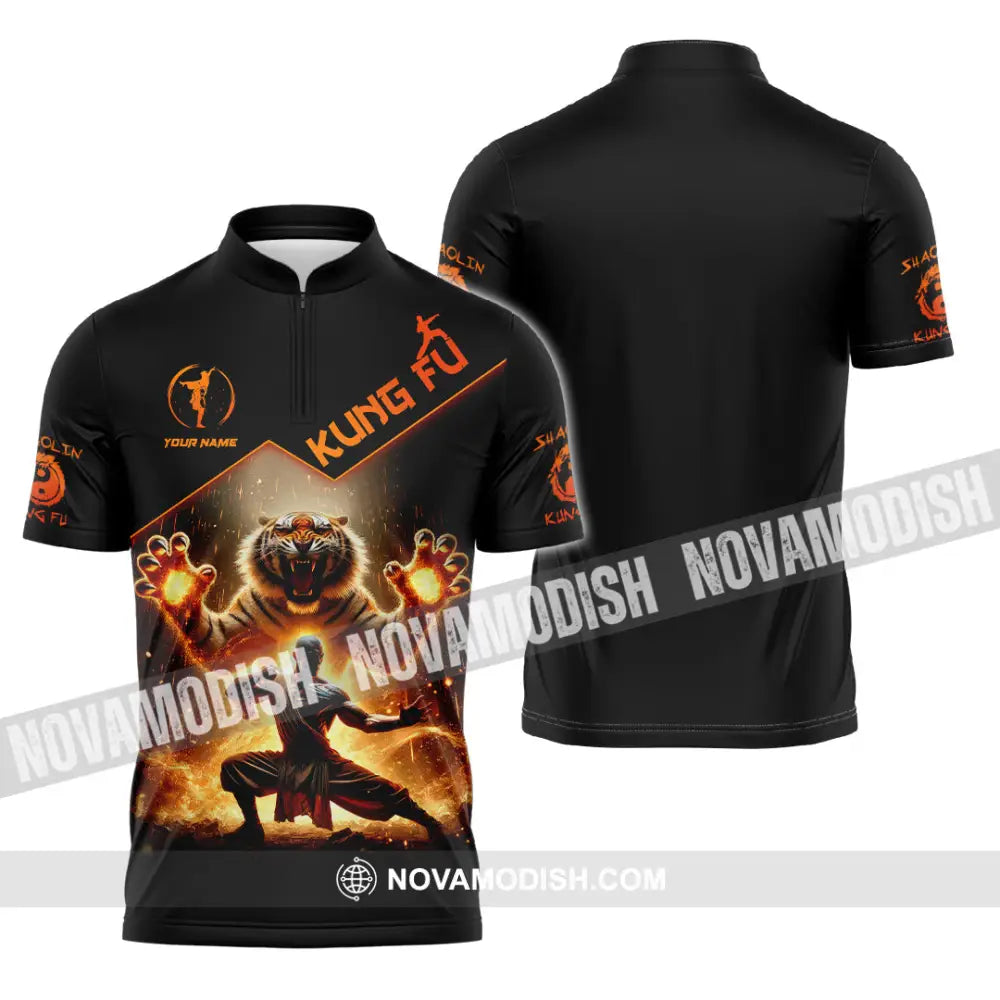 Unisex Shirt Custom Name Kung Fu Lover Gift Zipper Polo / S T-Shirt