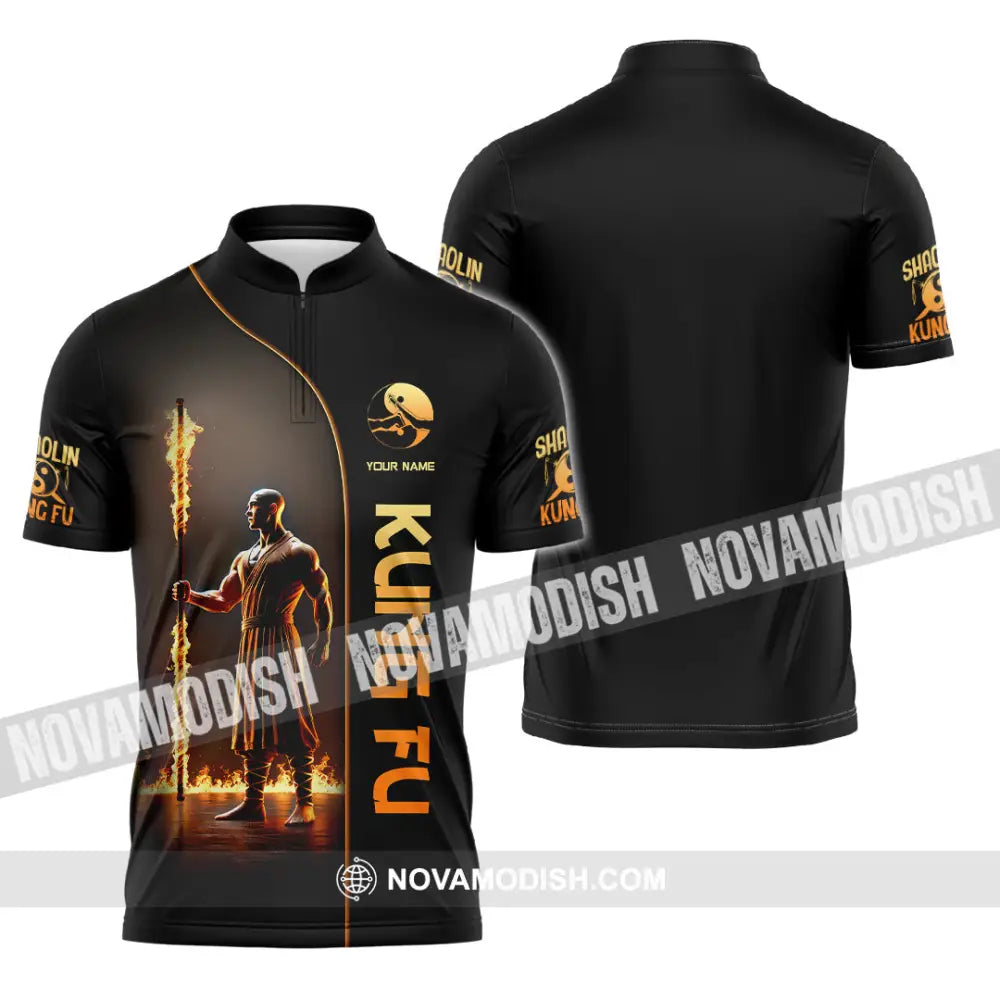 Unisex Shirt Custom Name Kung Fu Lover Gift Zipper Polo / S T-Shirt