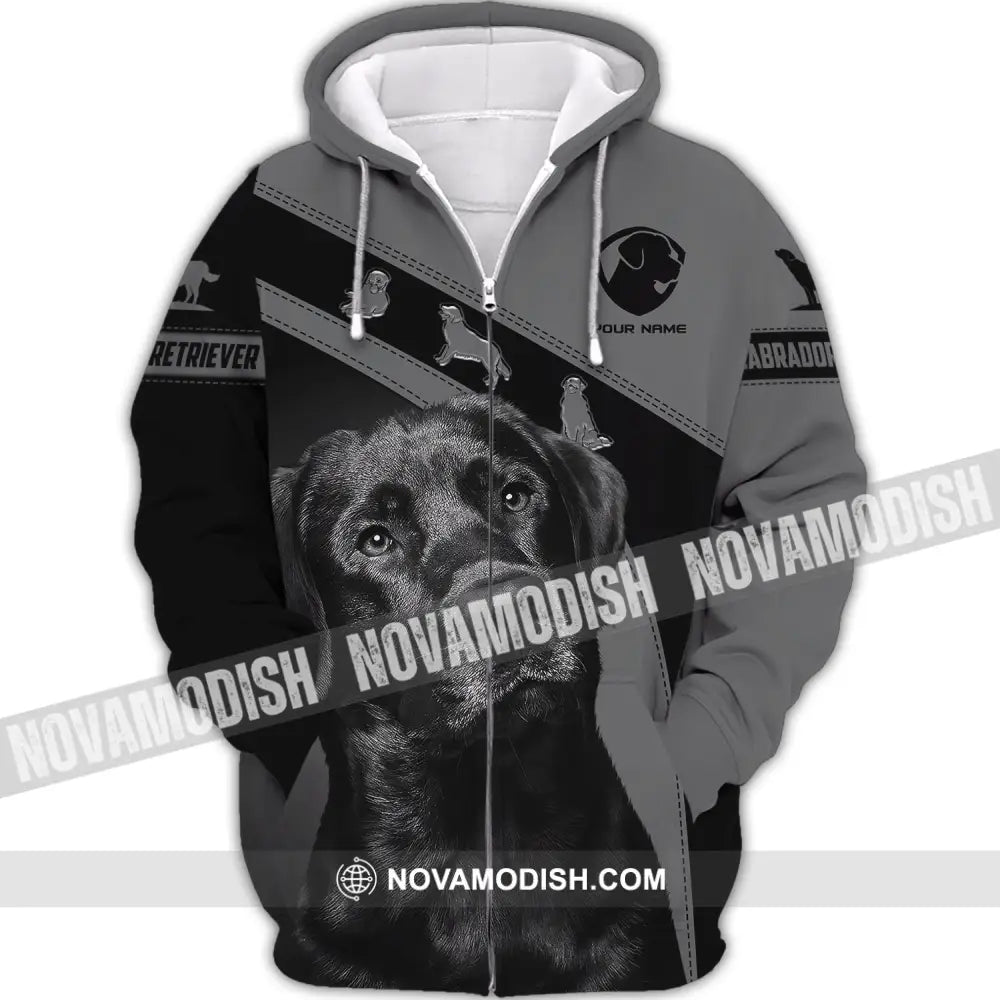 Unisex Shirt Custom Name Labrador Retriever Dog 3D Gift For Pet Lovers Zipper Hoodie / S T-Shirt