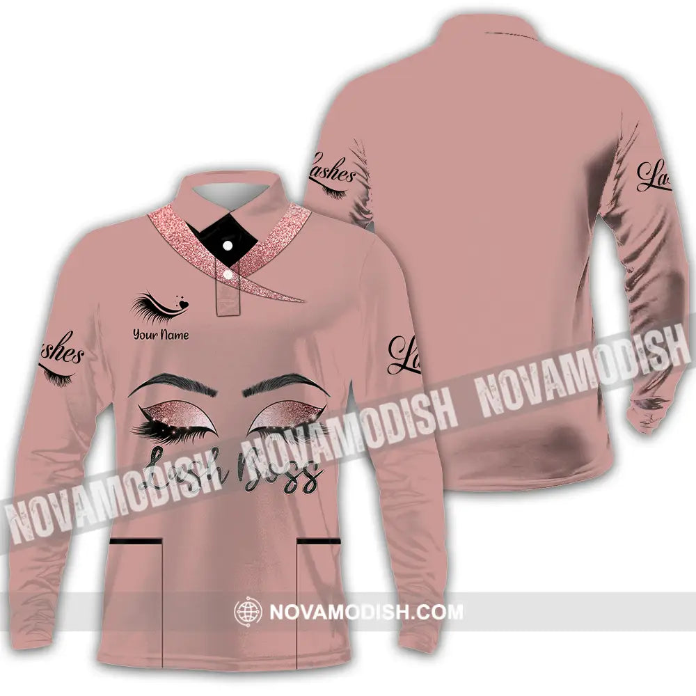 Unisex Shirt - Custom Name Shirt Lash Boss Long Sleeve Polo / S T-shirt