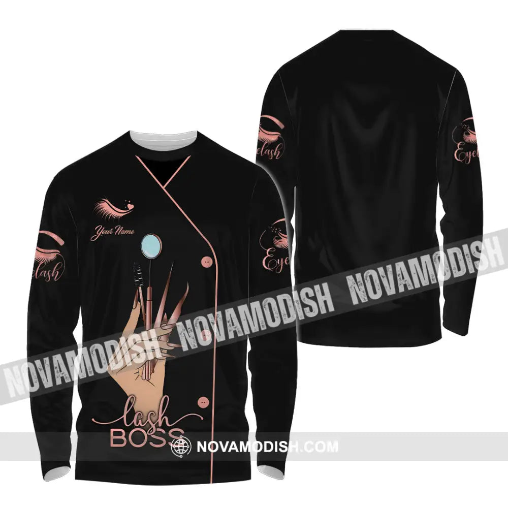 Unisex Shirt - Custom Name Lash Boss Shirt Long Sleeve Shirt / S T-shirt