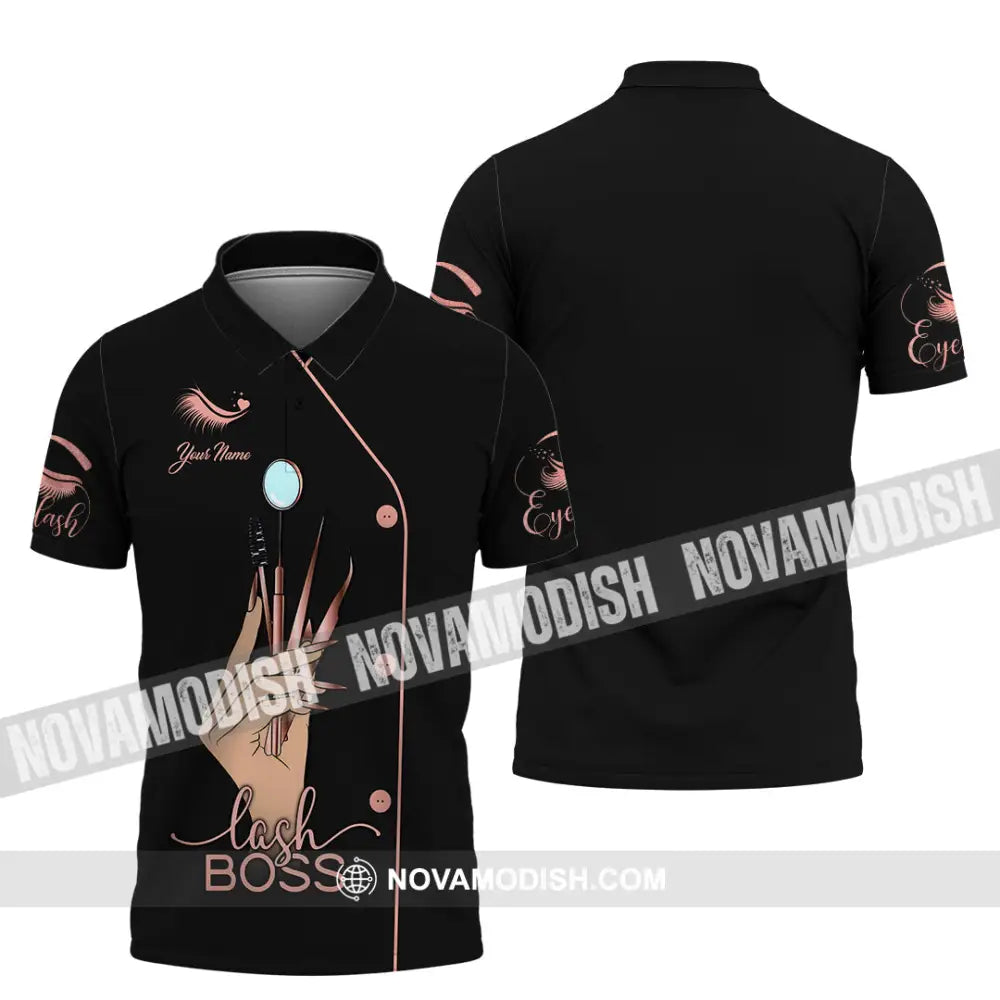 Unisex Shirt - Custom Name Lash Boss Shirt Polo Shirt / S T-shirt