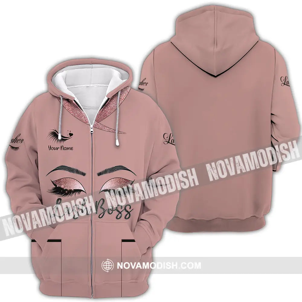 Unisex Shirt - Custom Name Shirt Lash Boss Zipper Hoodie / S T-shirt