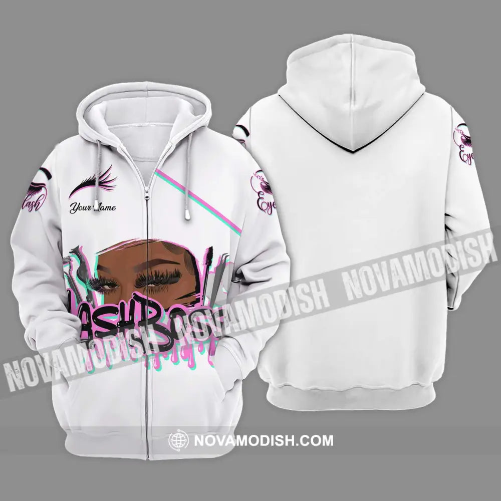 Unisex Shirt - Custom Name Lash Boss Shirt Zipper Hoodie / S T-shirt