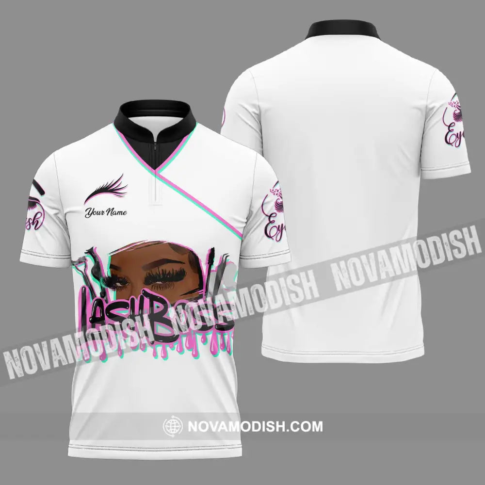 Unisex Shirt - Custom Name Lash Boss Shirt Zipper Polo Shirt / S T-shirt
