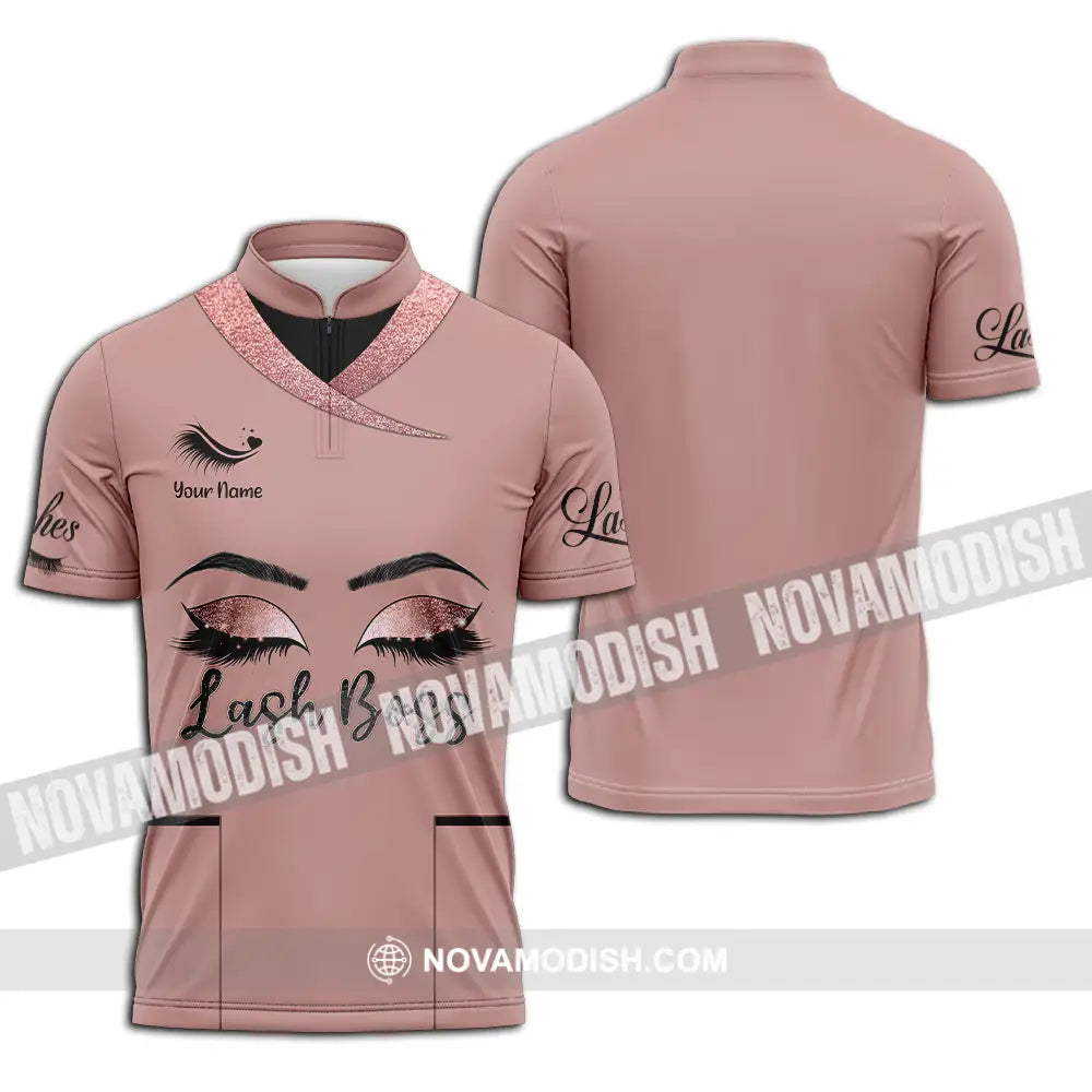 Unisex Shirt - Custom Name Shirt Lash Boss Zipper Polo Shirt / S T-shirt