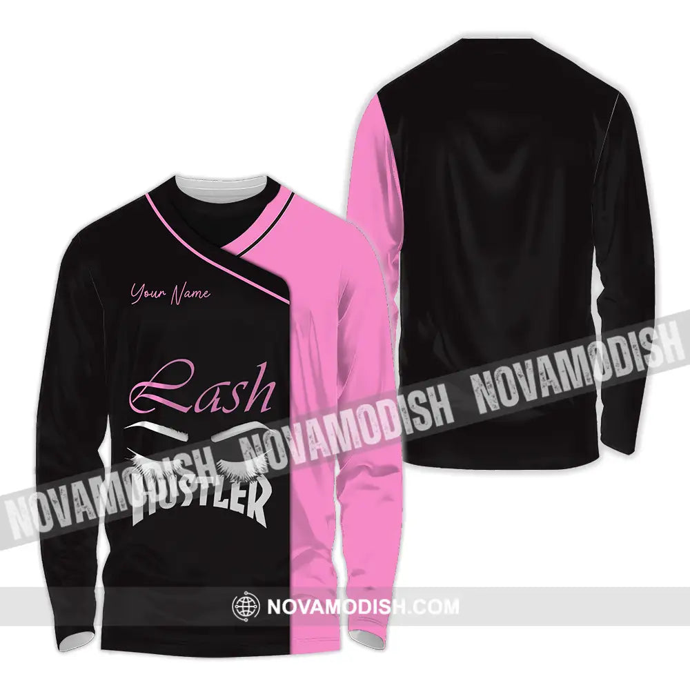 Unisex Shirt - Custom Name Shirt Lash Hustler Long Sleeve Shirt / S T-shirt