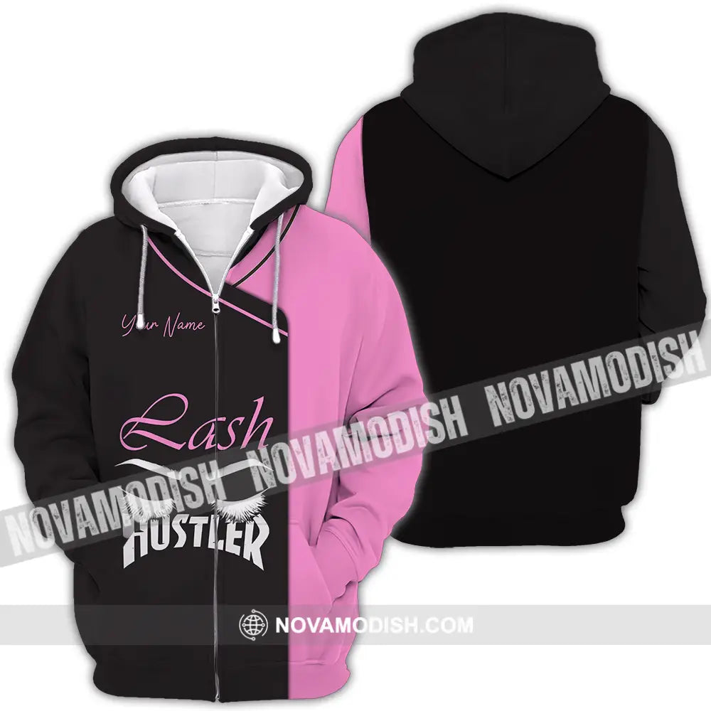 Unisex Shirt - Custom Name Shirt Lash Hustler Zipper Hoodie / S T-shirt