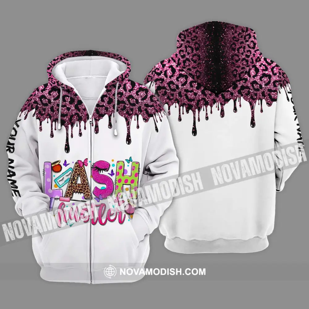 Unisex Shirt - Custom Name Shirt Lash Hustler Zipper Hoodie / S T-shirt