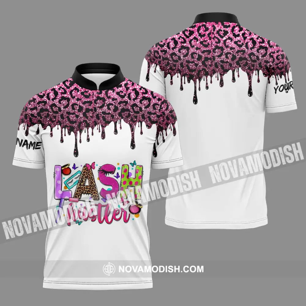 Unisex Shirt - Custom Name Shirt Lash Hustler Zipper Polo Shirt / S T-shirt
