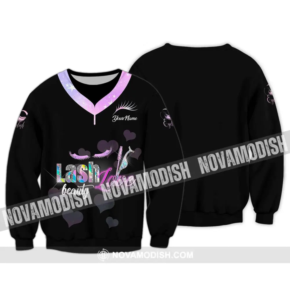 Unisex Shirt - Custom Name Shirt Lash Love Beauty Long Sleeve / S T-shirt