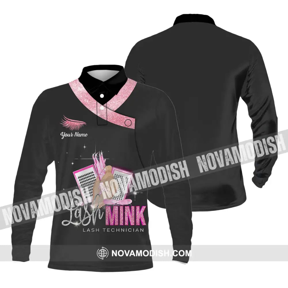 Unisex Shirt - Custom Name Shirt Lash Mink Long Sleeve Polo / S T-shirt