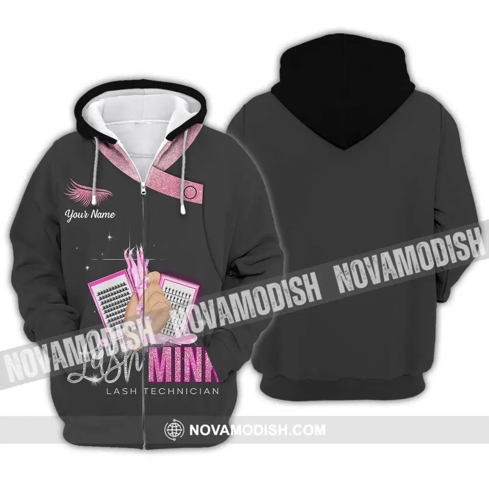 Unisex Shirt - Custom Name Shirt Lash Mink Zipper Hoodie / S T-shirt