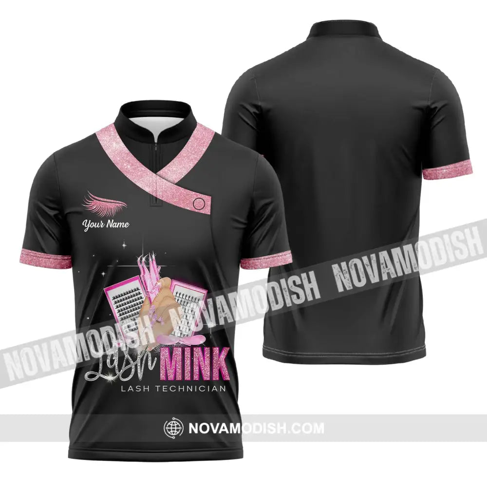Unisex Shirt - Custom Name Shirt Lash Mink Zipper Polo Shirt / S T-shirt