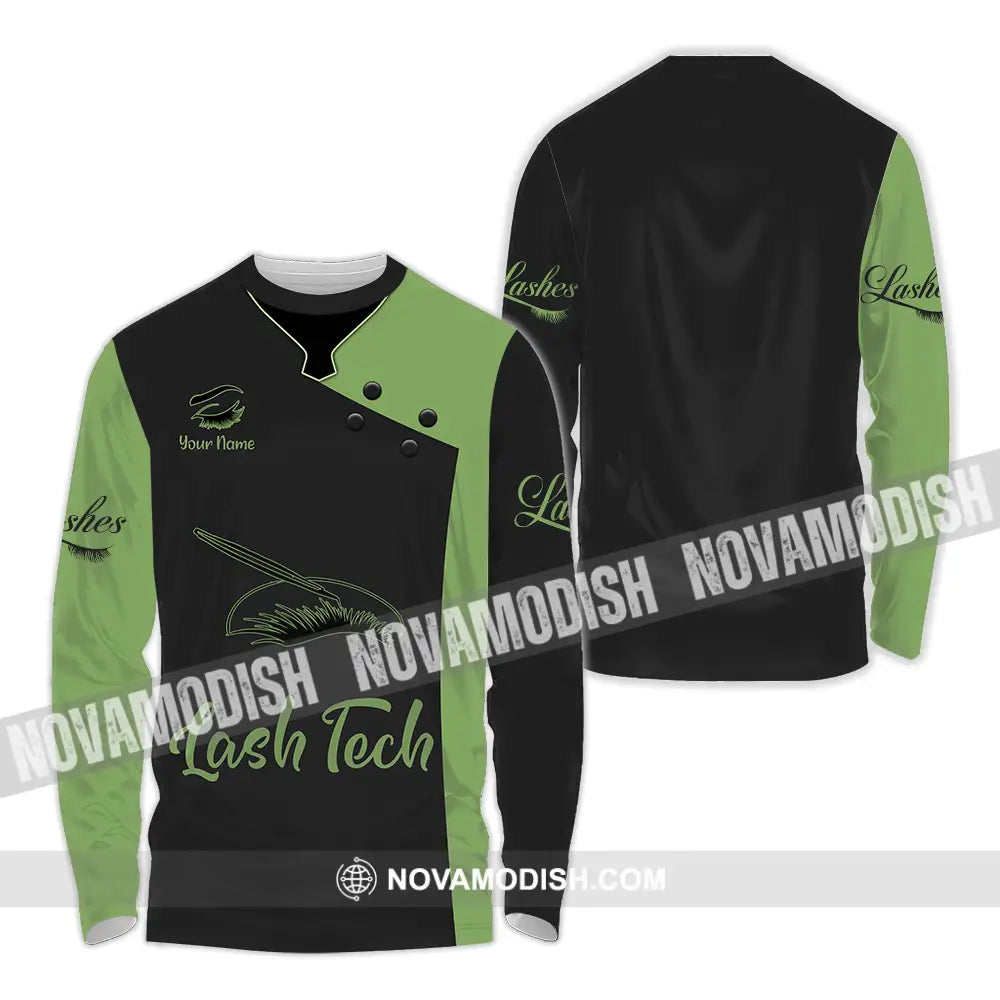 Unisex Shirt - Custom Name Lash Teach Forest And Black Shirt Long Sleeve Shirt / S T-shirt