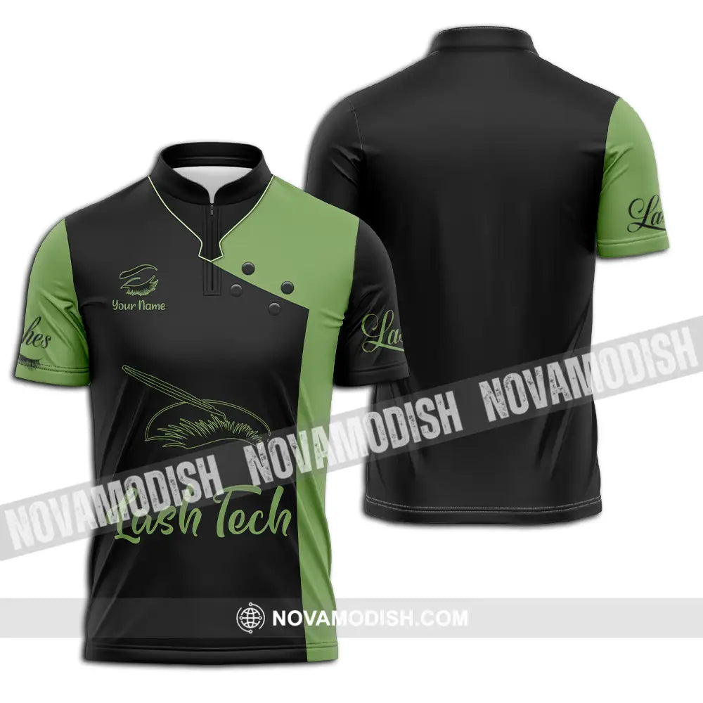 Unisex Shirt - Custom Name Lash Teach Forest And Black Shirt Zipper Polo Shirt / S T-shirt