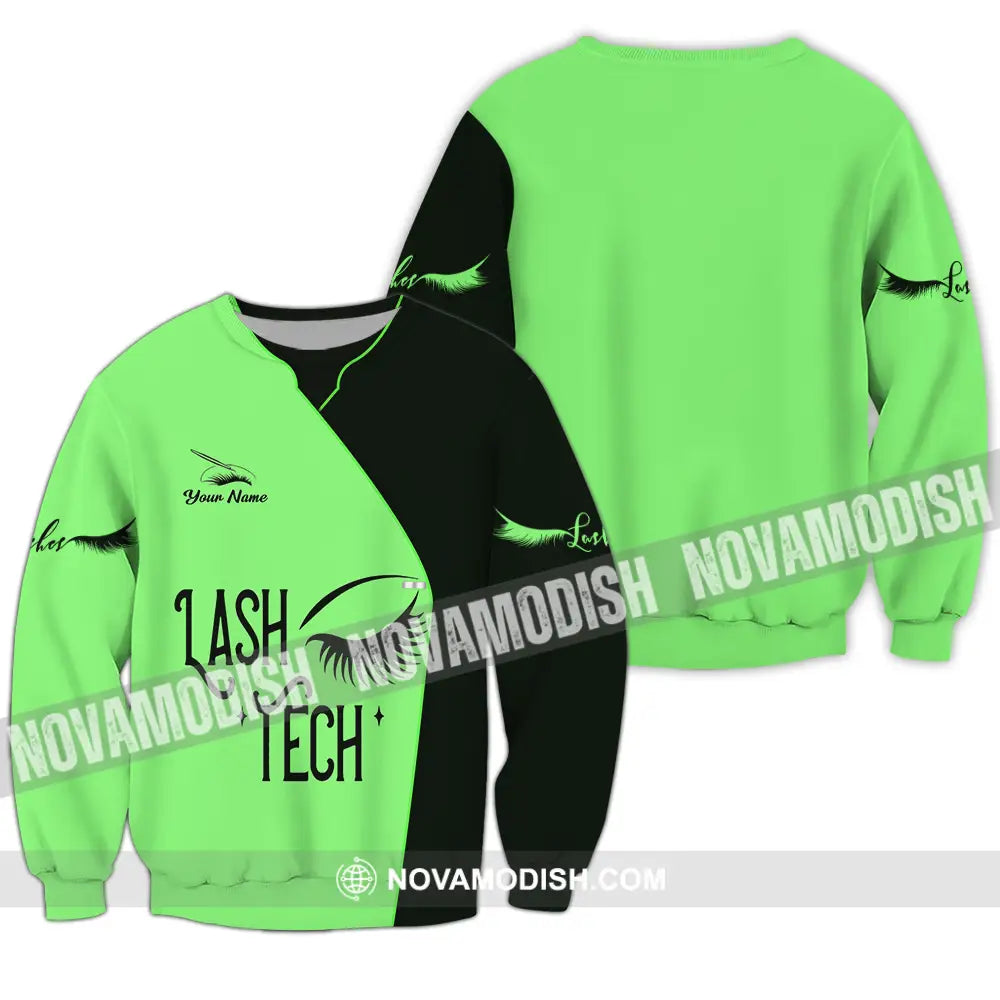 Unisex Shirt - Custom Name Lash Teach Light Green And Black Shirt Long Sleeve / S T-shirt