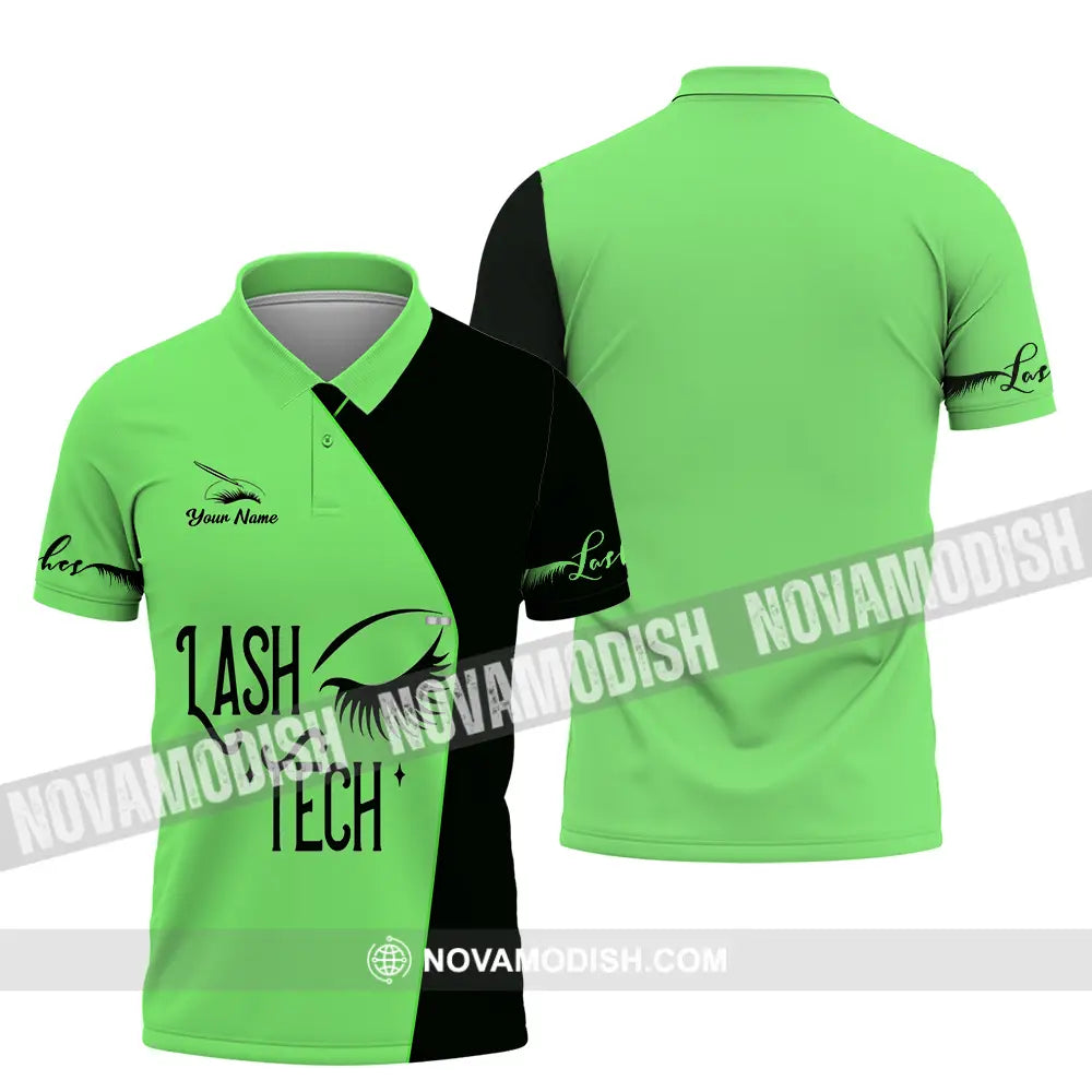 Unisex Shirt - Custom Name Lash Teach Light Green And Black Shirt Polo Shirt / S T-shirt