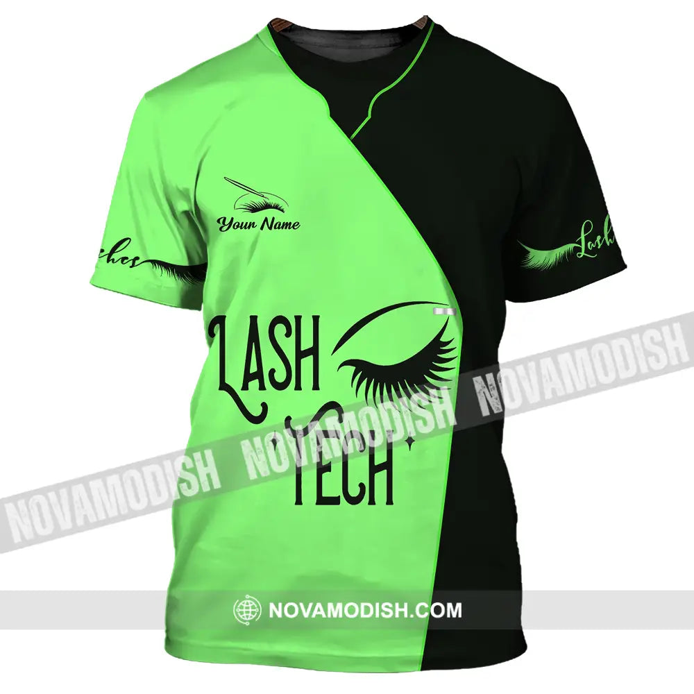 Unisex Shirt - Custom Name Lash Teach Light Green And Black Shirt T-Shirt / S T-shirt