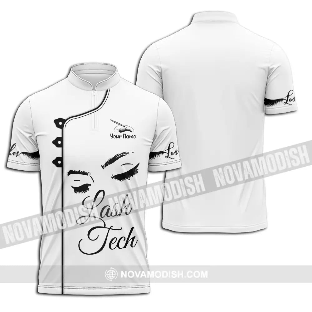 Unisex Shirt - Custom Name Lash Teach Light Shirt Zipper Polo Shirt / S T-shirt