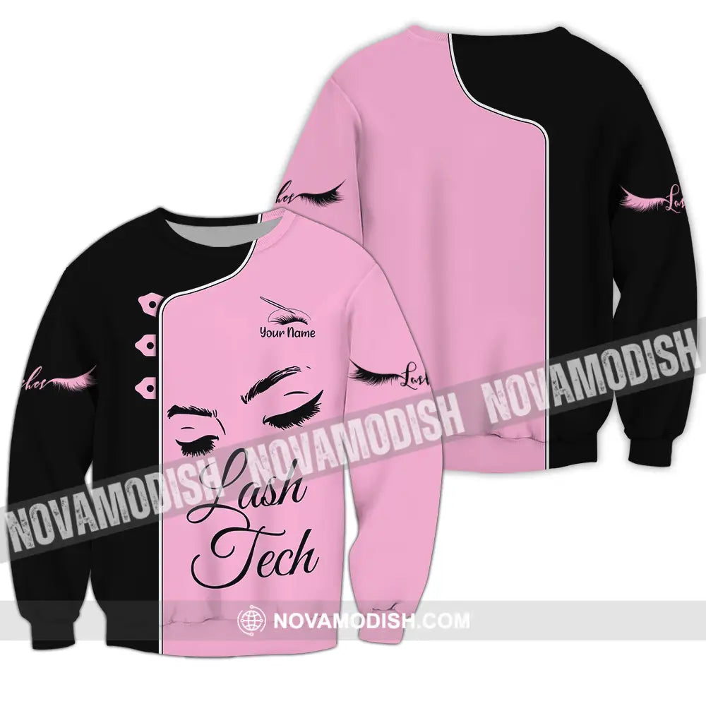 Unisex Shirt - Custom Name Lash Teach Pink And Black Shirt Long Sleeve / S T-shirt