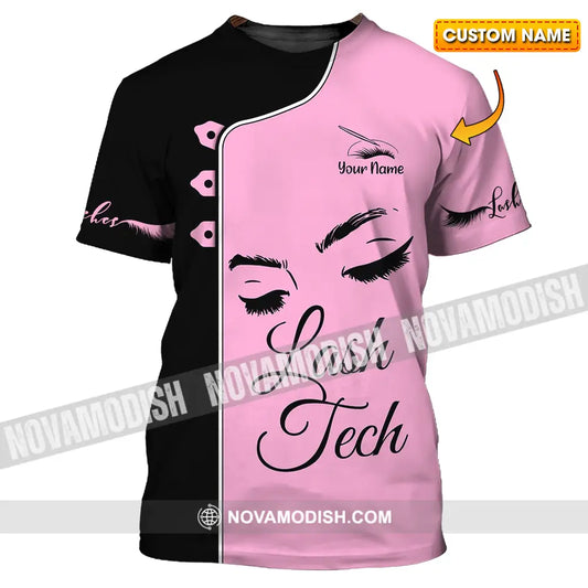 Unisex Shirt - Custom Name Lash Teach Pink And Black Shirt T-shirt
