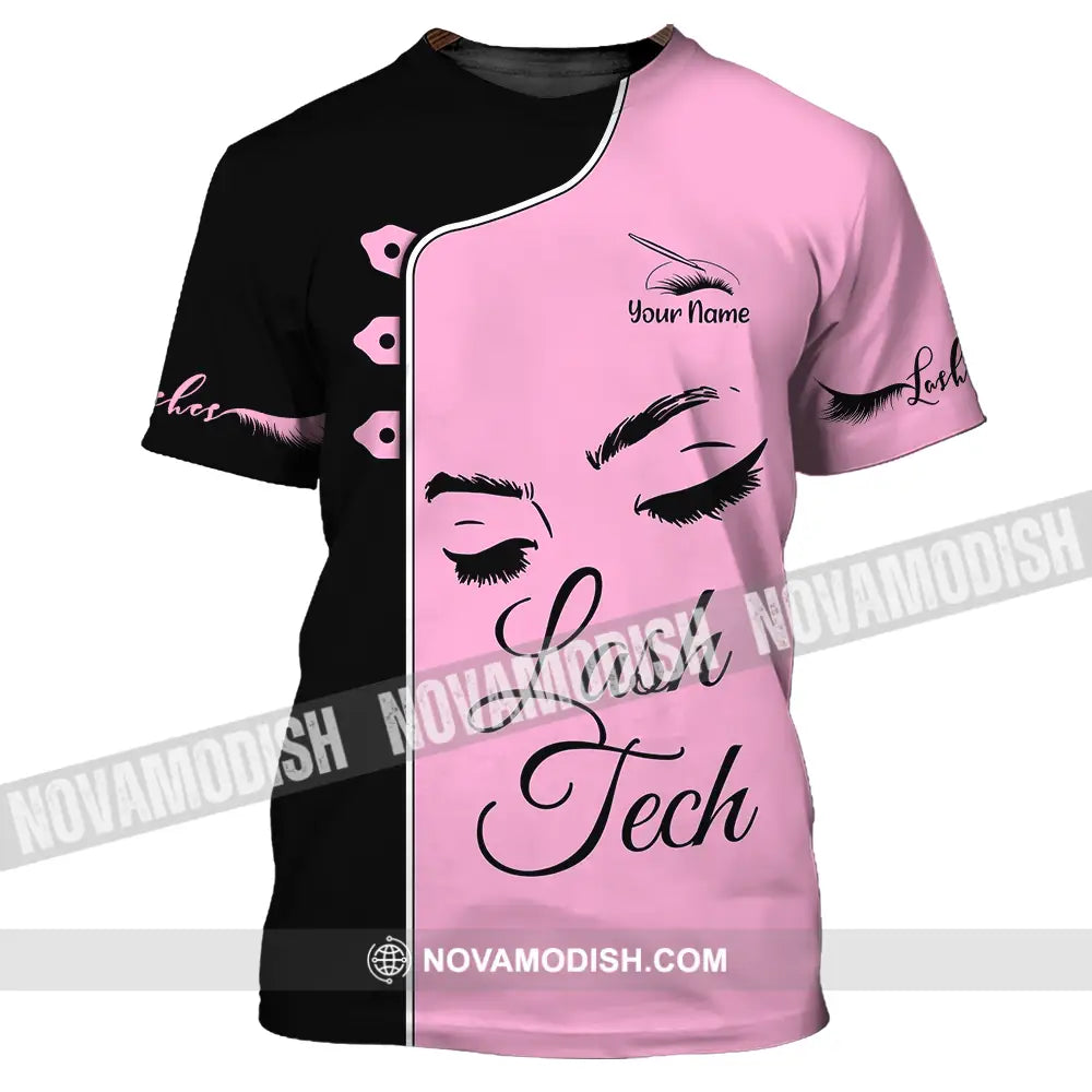 Unisex Shirt - Custom Name Lash Teach Pink And Black Shirt T-Shirt / S T-shirt