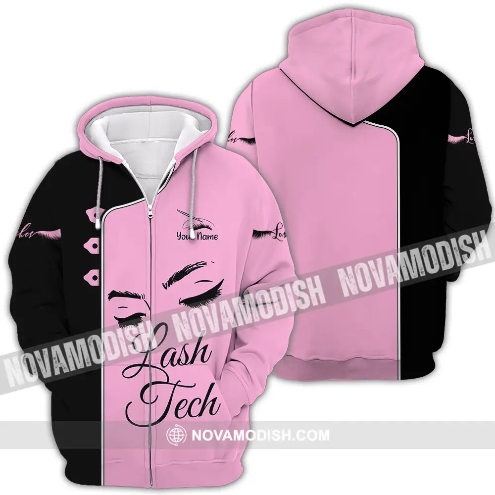Unisex Shirt - Custom Name Lash Teach Pink And Black Shirt Zipper Hoodie / S T-shirt